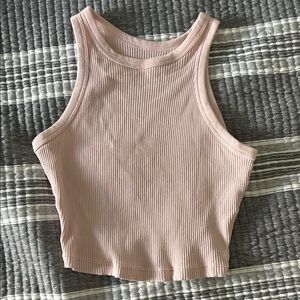 Uniqlo Light Pink Ribbed Crop Top